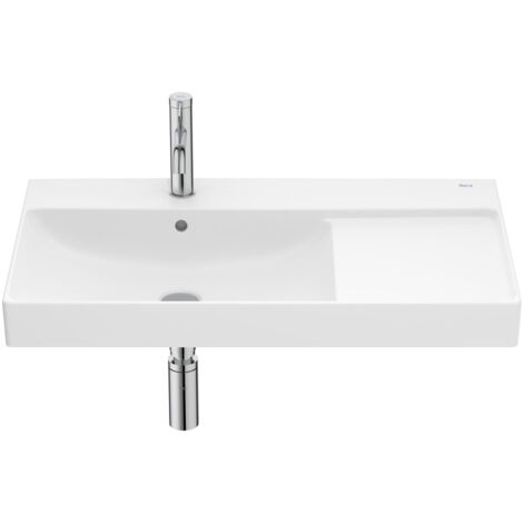 Lavabo mural fineceramic asymétrique à gauche "Ona" avec jeu de fixations 800 x 460 mm - blanc mat - Roca