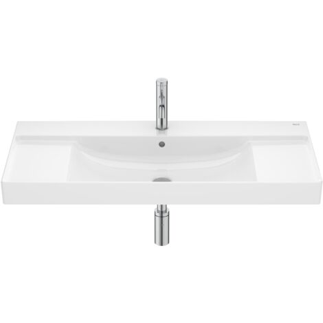 Lavabo mural Ona en Fineceramic centré avec jeu de fixations, 1000x460 mm, blanc brillant