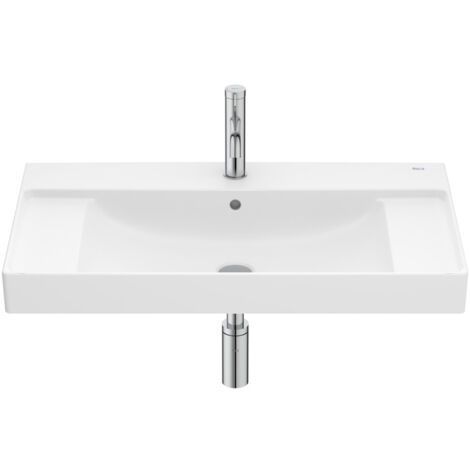 Lavabo mural Ona en Fineceramic centré avec jeu de fixations, 800x460 mm, blanc mat