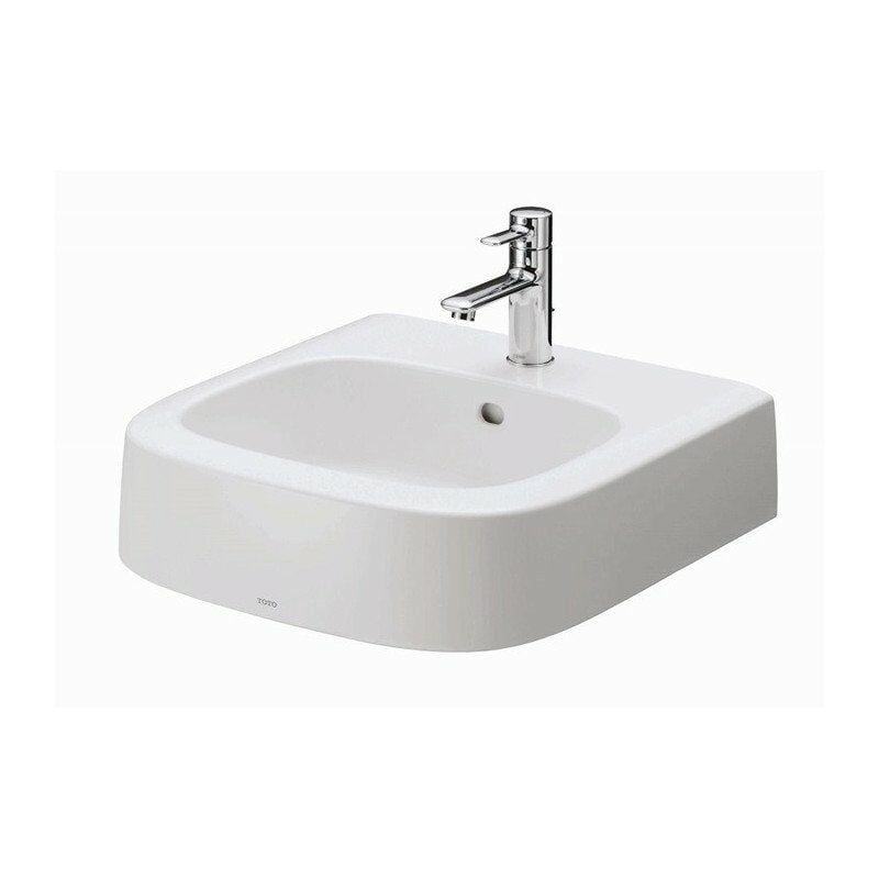 

Lavabo NC con orificio para grifería y rebosadero, cuadrado blanco - Toto