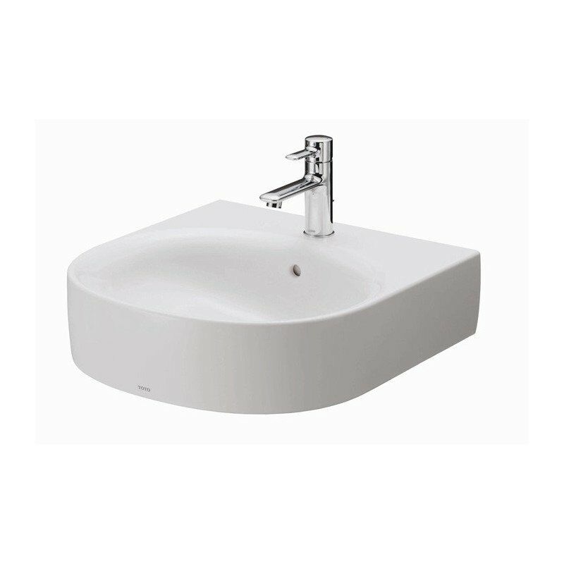 

Lavabo NC con orificio para grifería y rebosadero, redondo blanco - Toto