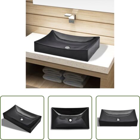 Lavabo negro - Lavabo de cerámica rectangular color negro
