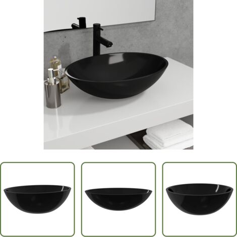 Lavabo negro -  Lavabo de vidrio negro 50x37x14 cm