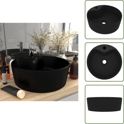 Lavabo negro mate - vidaXL Lavabo lujoso con rebosadero cerámica negro mate 36x13 cm - Lavabo moderno