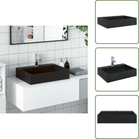 Lavabo nero opaco - vidaXL Lavandino 50x38x11 cm Blocco in Marmo/Minerale Nero Opaco - Lavabo da appoggio