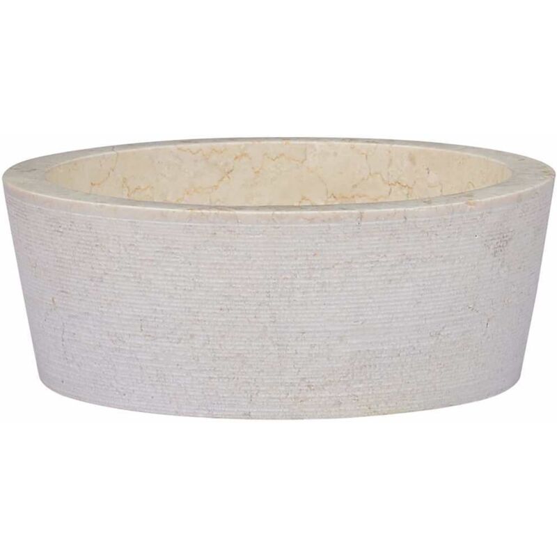 Lavabo Crème Ø40x15 cm Marbre Vidaxl