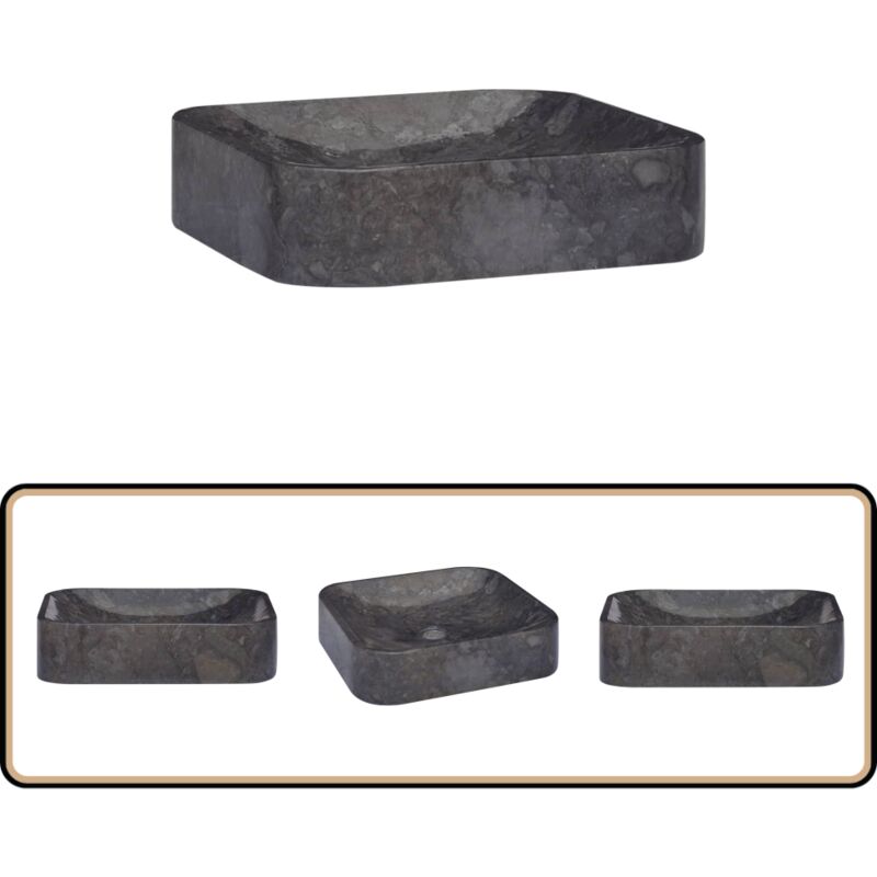 Vidaxl - Lavabo Noir 40x40x10 cm Marbre - Lavabo En Marbre - Lavabo Noir - Lavabo Design - Meuble De Salle De Bain - Évier Salle De Bain