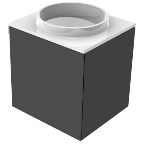 Lavabo noir sans trou de robinetterie. poignée gauche