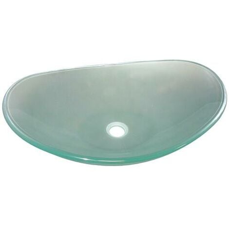 Lavabo oval para colocar PIROGUE - Transparente - 56x36,5cm - Vidrio - Sin rebosadero - opaco