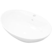 Lavabo Ovalado De Cerámica Con Agujero De Grifo Y Desbordamiento