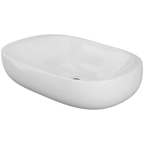 Lavabo ovale 60 cm d’appoggio bianco in ceramica Rak Illusion