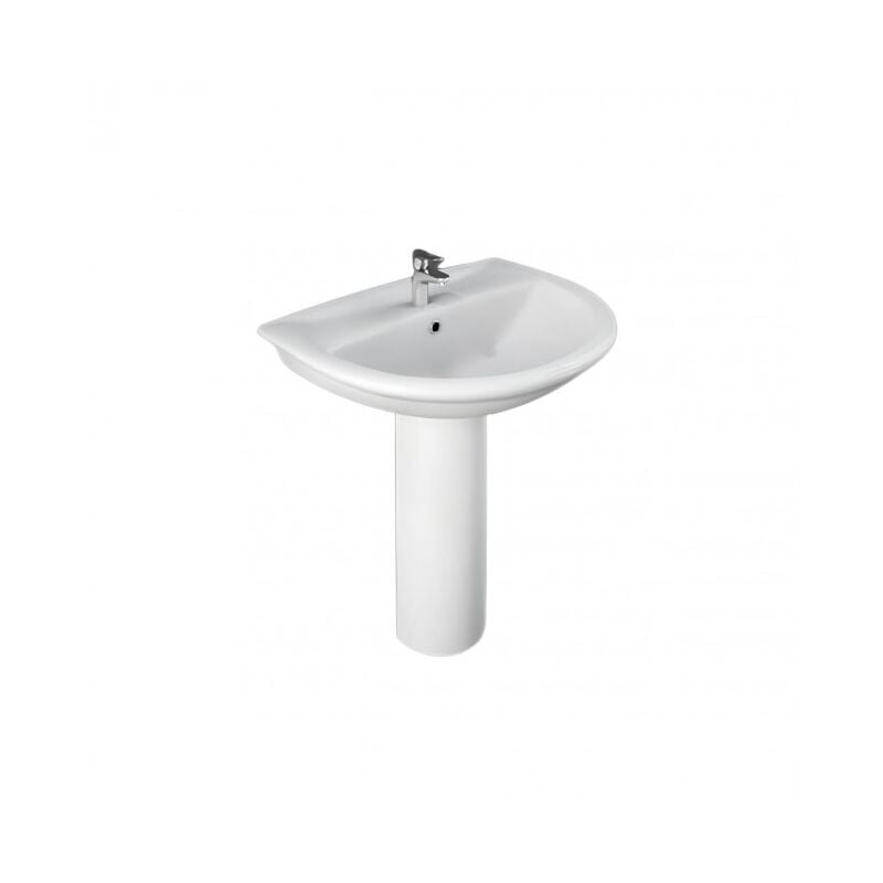 Lavabo ovale 65x51 cm en céramique blanc brillant Rak Ceramics Karla - Avec Demi