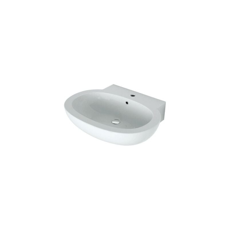 Lavabo ovale 65x52 cm en céramique blanc brillant - Ceramica Cielo Easy Evo - Senza colonna