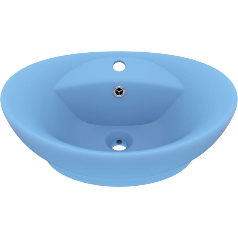 Helloshop26 - Lavabo ovale à trop-plein mat 58,5x39 cm Céramique Bleu clair