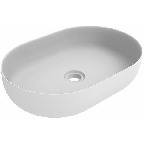 Lavabo ovale d'appoggio in colore bianco opaco con dimensioni 416x600 mm Ercos Musa BLCEROMUSA0002  Bianco opaco