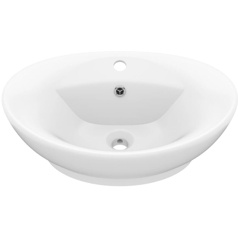 Lavabo ovale de luxe à trop-plein Blanc mat 58,5x39cm Céramique vidaXL