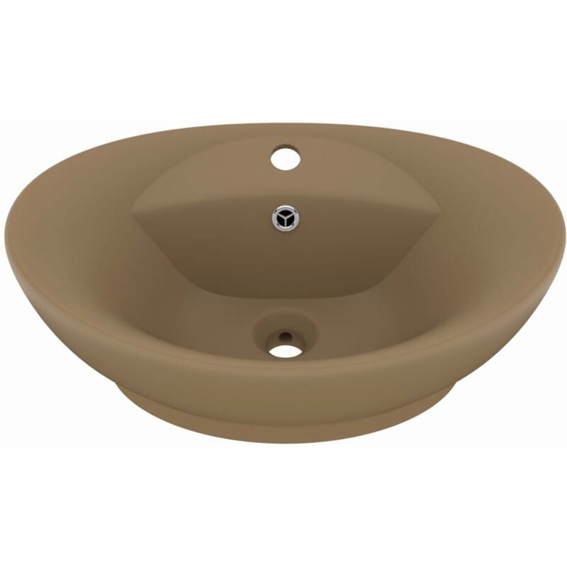 Vidaxl - Lavabo ovale de luxe à trop-plein Crème mat 58,5x39cm Céramique