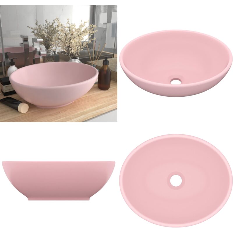 Lavabo ovale de luxe Rose mat 40x33 cm Céramique - Lavabo Ovale - Lavabo Céramique - Lavabo Rose - Lavabo Salle De Bain - Meuble Salle De Bain - Home