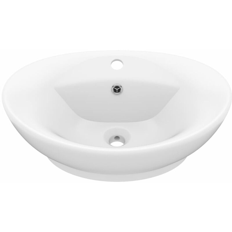 Helloshop26 - Lavabo ovale de luxe à trop-plein vasque à poser de toilette lave-mains de salle de bain maison intérieur 58,5 x 39 cm céramique blanc