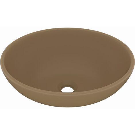 Lavabo ovale de luxe vasque à poser de toilette lave-mains de salle de bain salle cosmétique maison intérieur 40 x 33 cm céramique crème mat