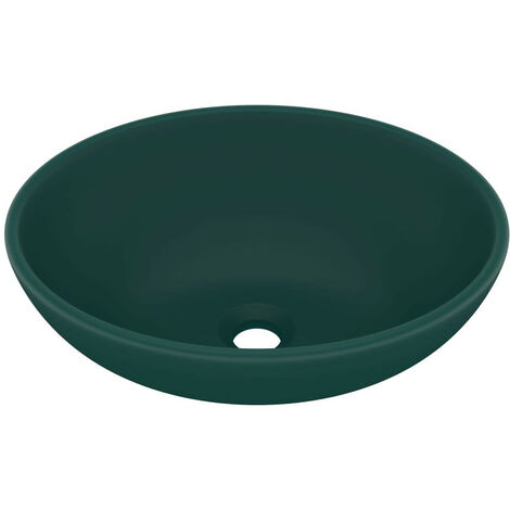 Lavabo ovale de luxe Vert foncé mat 40x33 cm Céramique