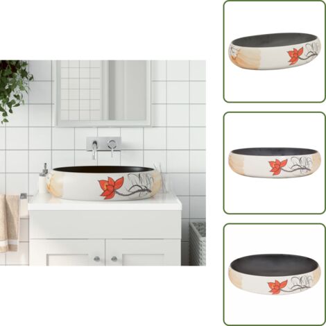 Lavabo ovale - vidaXL Lavabo da Appoggio Multicolore Ovale 59x40x15 cm Ceramica - Lavabo vintage