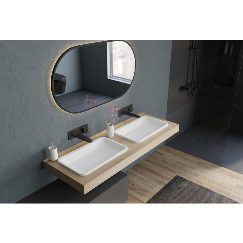 Lavabo a encastrar de resina mineral Solid Surface PB2129 53 x 32 x 10,5 cm