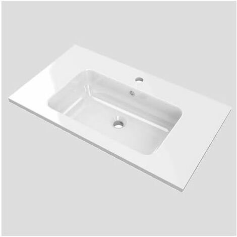 LAVABO PARA BAÑO DE RESINA CON CARGA MINERAL CON SENO CENTRADO NEGRO 81X46CM