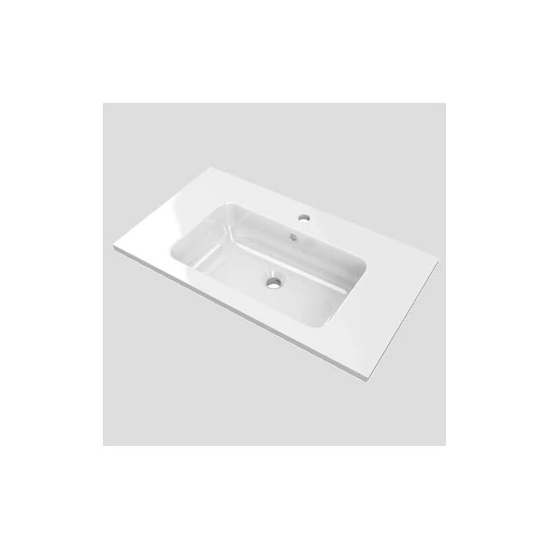 

Lavabo Para Baño Solid Surface Con Seno Centrado Crema 81X46Cm