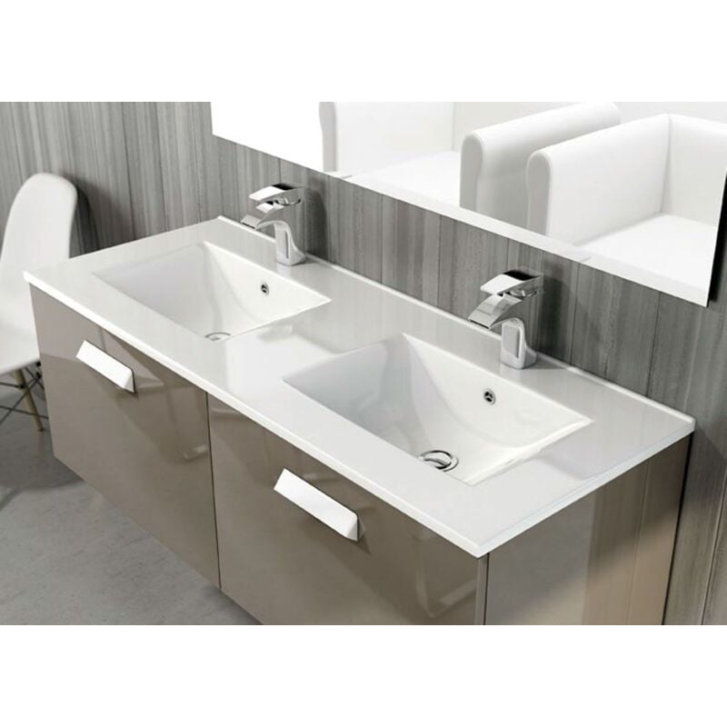 

Lavabo Para Baño Solid Surface Con Seno Centrado Grafito 121X46Cm Dos Senos