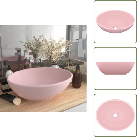 Lavabo para baño - vidaXL Lavabo de lujo ovalado cerámica rosa mate 40x33 cm - Lavabo para aseo