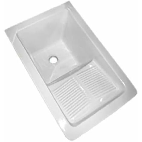 LAVADERO PARA JARDIN CON ESCURRIDERO BLANCO 60X40CM