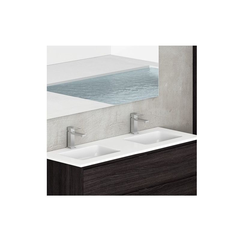 

Lavabo para mueble de baño con el seno centrado SOLID SURFACE de resina con carga mineral (Mueble NO incluido). Varias medidas y colores 121X46CM dos