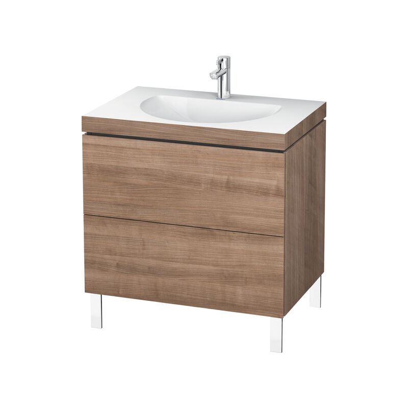 

Lavabo para muebles Duravit L-Cube c-bonded con base, colgado de pared, 100x48 cm, 1 extraíble, sin rebosadero, 3 agujeros para grifos, color: Cerezo