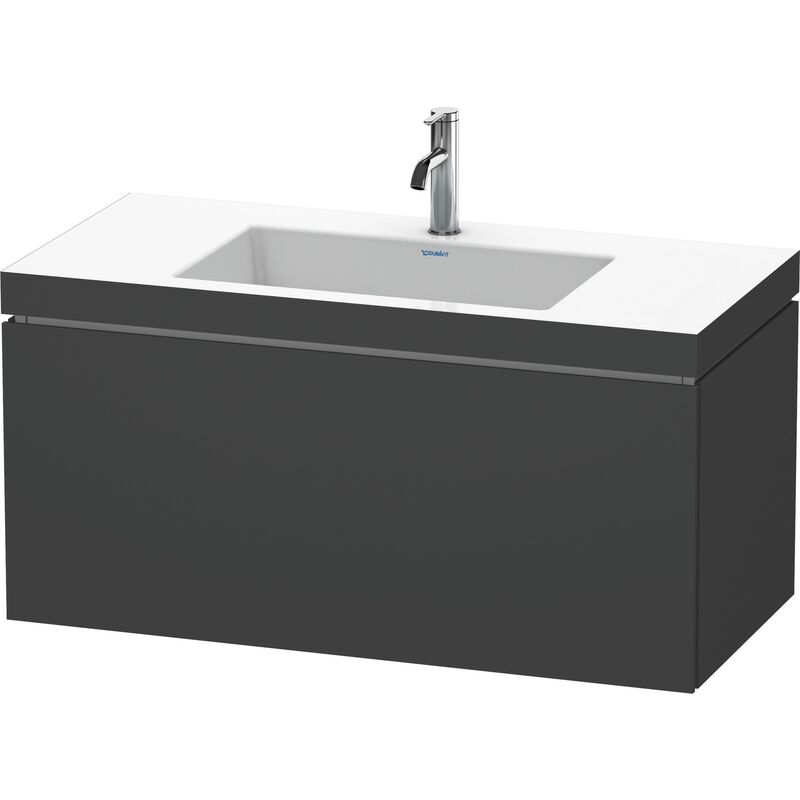 

Lavabo para muebles Duravit L-Cube c-bonded con base, colgante, 100x48 cm, 1 extraíble, sin rebosadero, 1 agujero para grifo, color: Grafito Mate