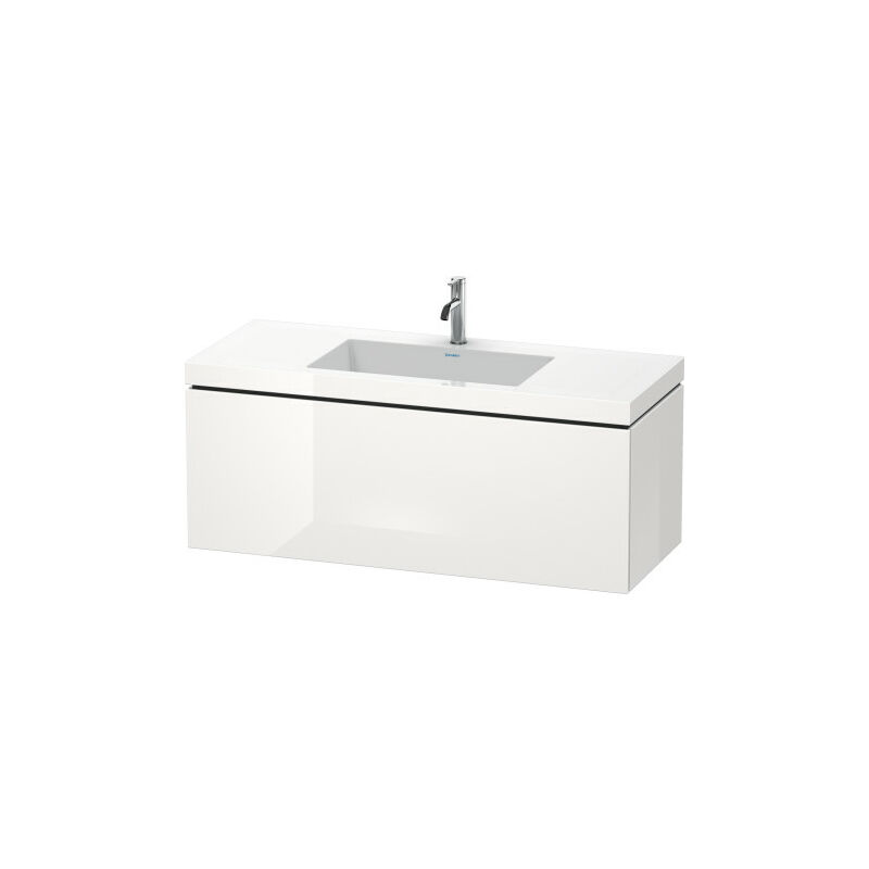 

Lavabo para muebles Duravit L-Cube c-bonded con base, colgante, 120x48 cm, 1 extraíble, sin rebosadero, 1 agujero para grifo, color: Grafito Mate