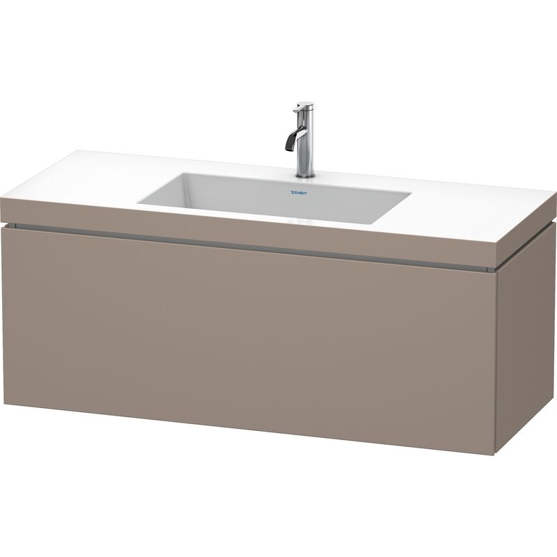 

Lavabo para muebles Duravit L-Cube c-bonded con base, colgante, 120x48 cm, 1 extraíble, sin rebosadero, 1 agujero para grifo, color: Decoración