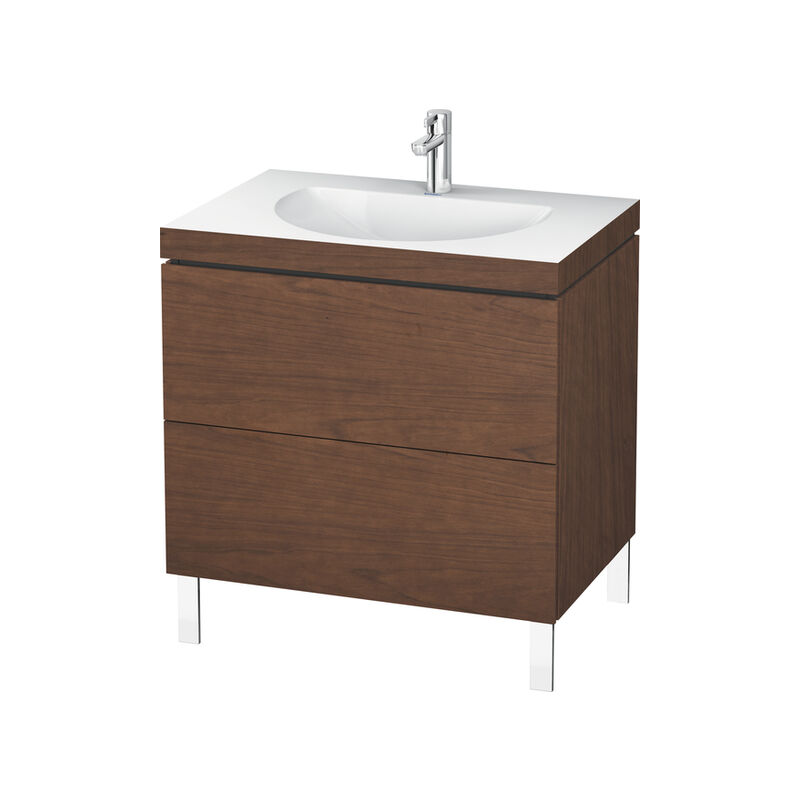 

Lavabo para muebles Duravit L-Cube c-bonded con base, colgante, 60x48 cm, 1 cajón, sin rebosadero, sin agujero para grifo, color: Chapa de madera