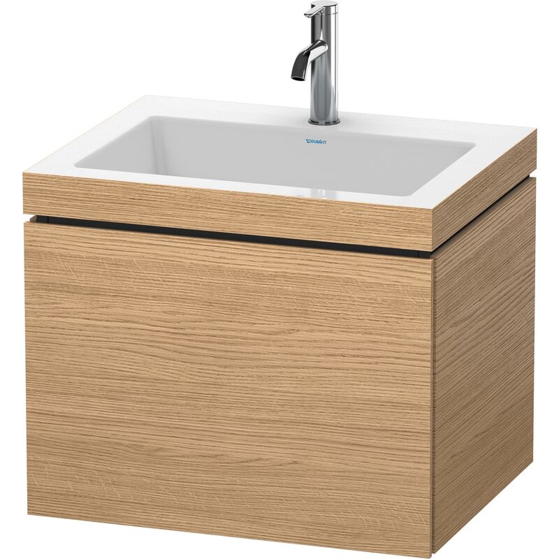 

Lavabo para muebles Duravit L-Cube c-bonded con base, colgante, 60x48 cm, 1 extraíble, sin rebosadero, 1 agujero para grifo, color: Decoración Roble