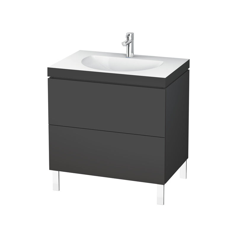 

Lavabo para muebles Duravit L-Cube c-bonded con base, colgante, 60x48 cm, 1 extraíble, sin rebosadero, 3 agujeros para grifos, color: Grafito Mate