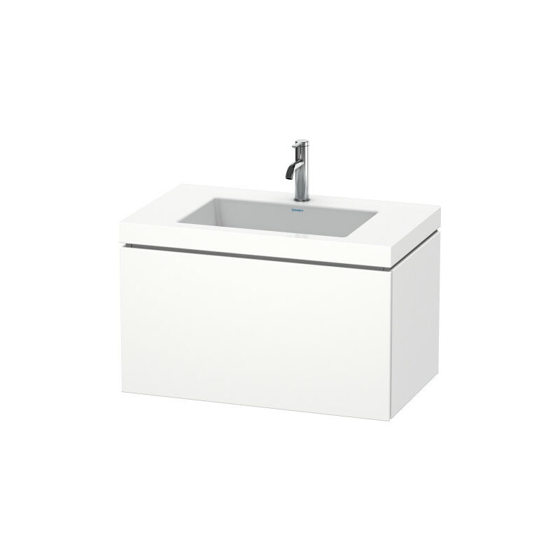 

Lavabo para muebles Duravit L-Cube c-bonded con base, colgante, 80x48 cm, 1 cajón, sin rebosadero, sin agujero para grifo, color: Laca de alto brillo