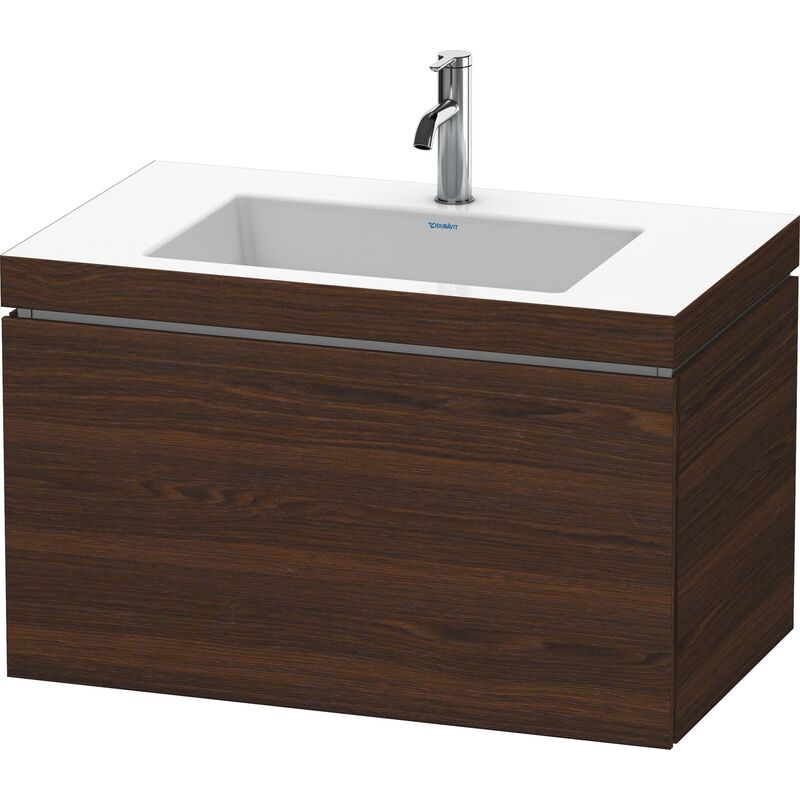 

Lavabo para muebles Duravit L-Cube c-bonded con base, colgante, 80x48 cm, 1 extraíble, sin rebosadero, 1 agujero para grifo, color: Nogal cepillado