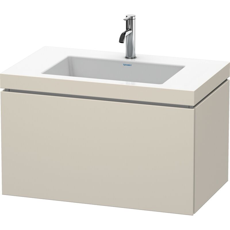 

Lavabo para muebles Duravit L-Cube c-bonded con base, colgante, 80x48 cm, 1 extraíble, sin rebosadero, 1 agujero para grifo, color: Decoración Topo