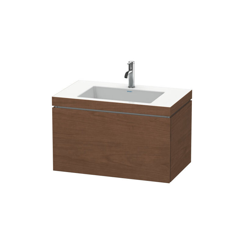 

Lavabo para muebles Duravit L-Cube c-bonded con base, colgante, 80x48 cm, 1 extraíble, sin rebosadero, 3 agujeros para grifos, color: Chapa de madera