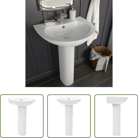 Lavabo pedestal -  Lavabo de pie de cerámica blanco 520x440x190 mm