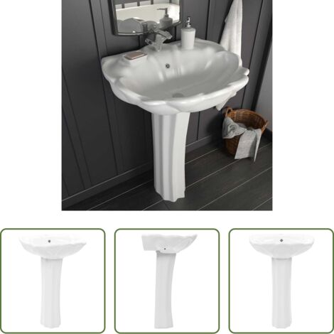 Lavabo pedestal -  Lavabo de pie de cerámica blanco 580x510x200 mm