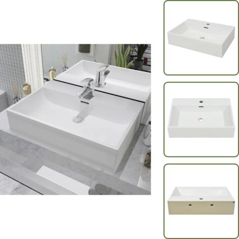 Lavabo per bagno - vidaXL Lavandino con Foro Rubinetto Ceramica Bianca 60,5x42,5x14,5 cm - Lavabo per toilette