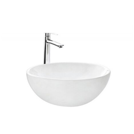 Lavabo Perry appoggio salvaspazio 42x42 tondo in ceramica