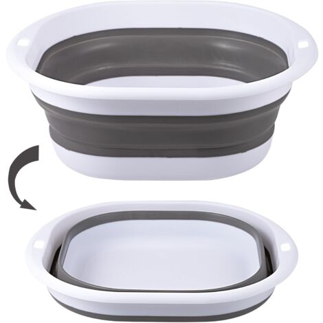Lavabo Pliable de 2,7 L - Bol Portable pour Camping, Cuisine, Maison - Bac de Lavage Peu Encombrant (Gris)