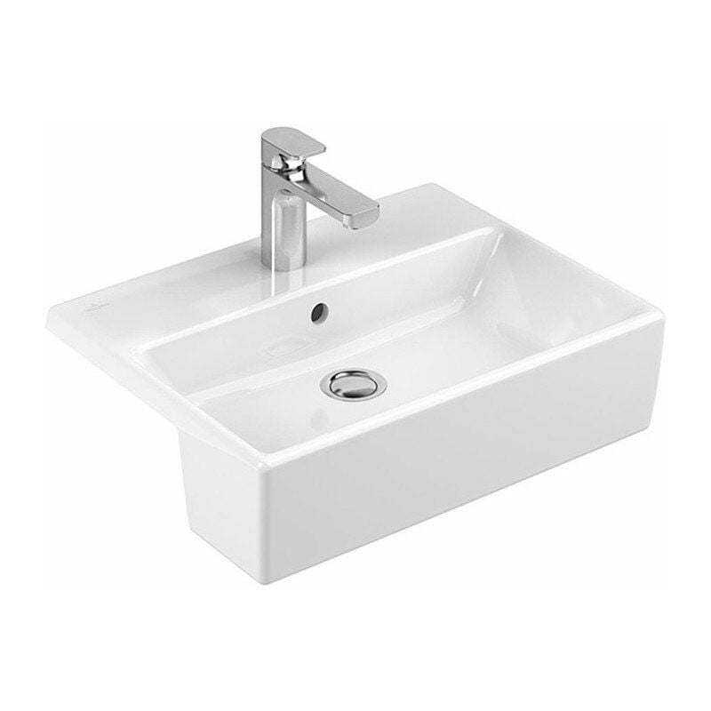 

Memento, Lavabos semiencastrados, 550 x 425 mm, Rectangular, para grifería de 3 orificios, orificio central perforado, con rebosadero, Porcelánico
